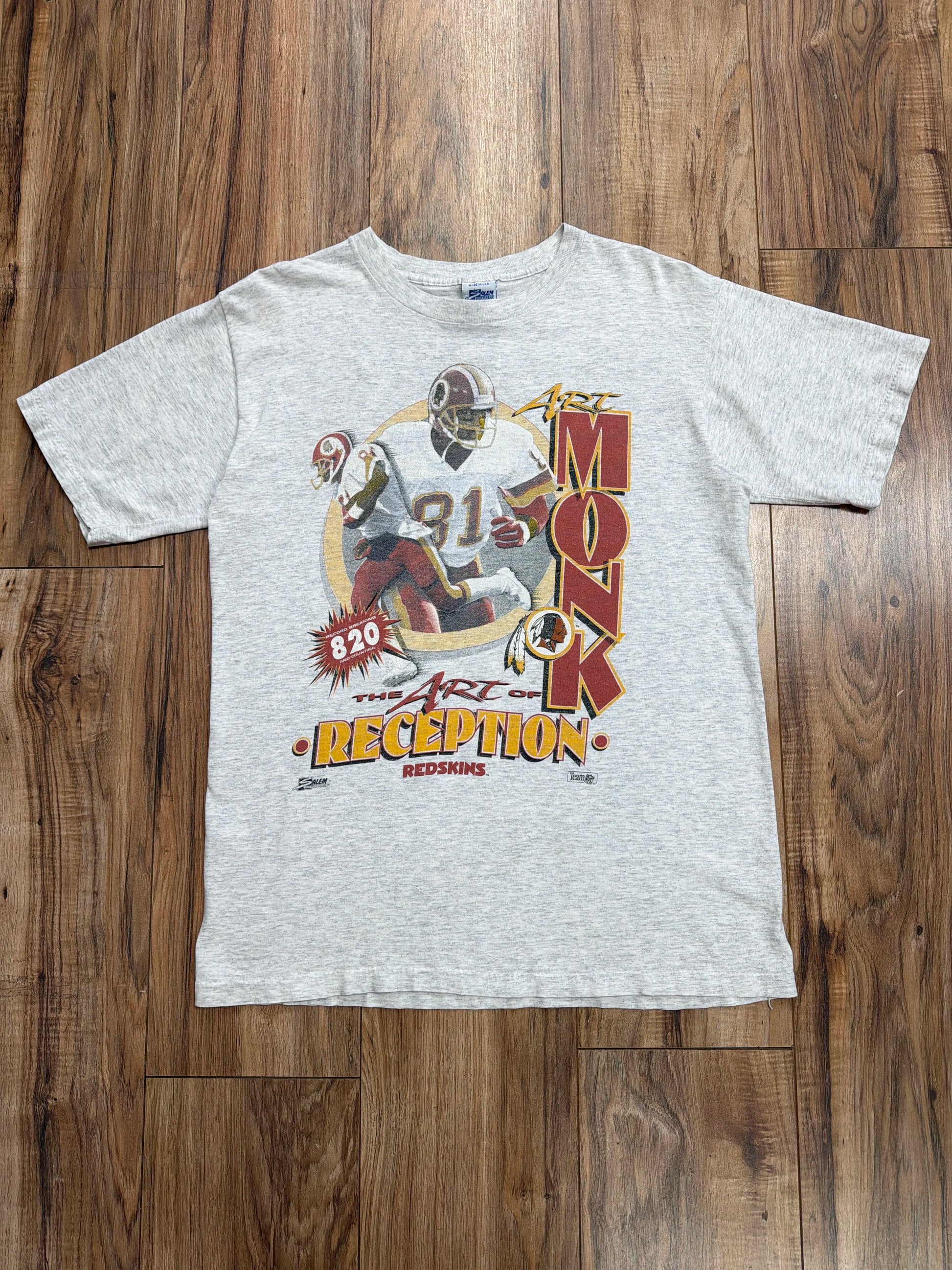 Vintage Salem Washingtin Redskins Art Monk Tee Ash Grey