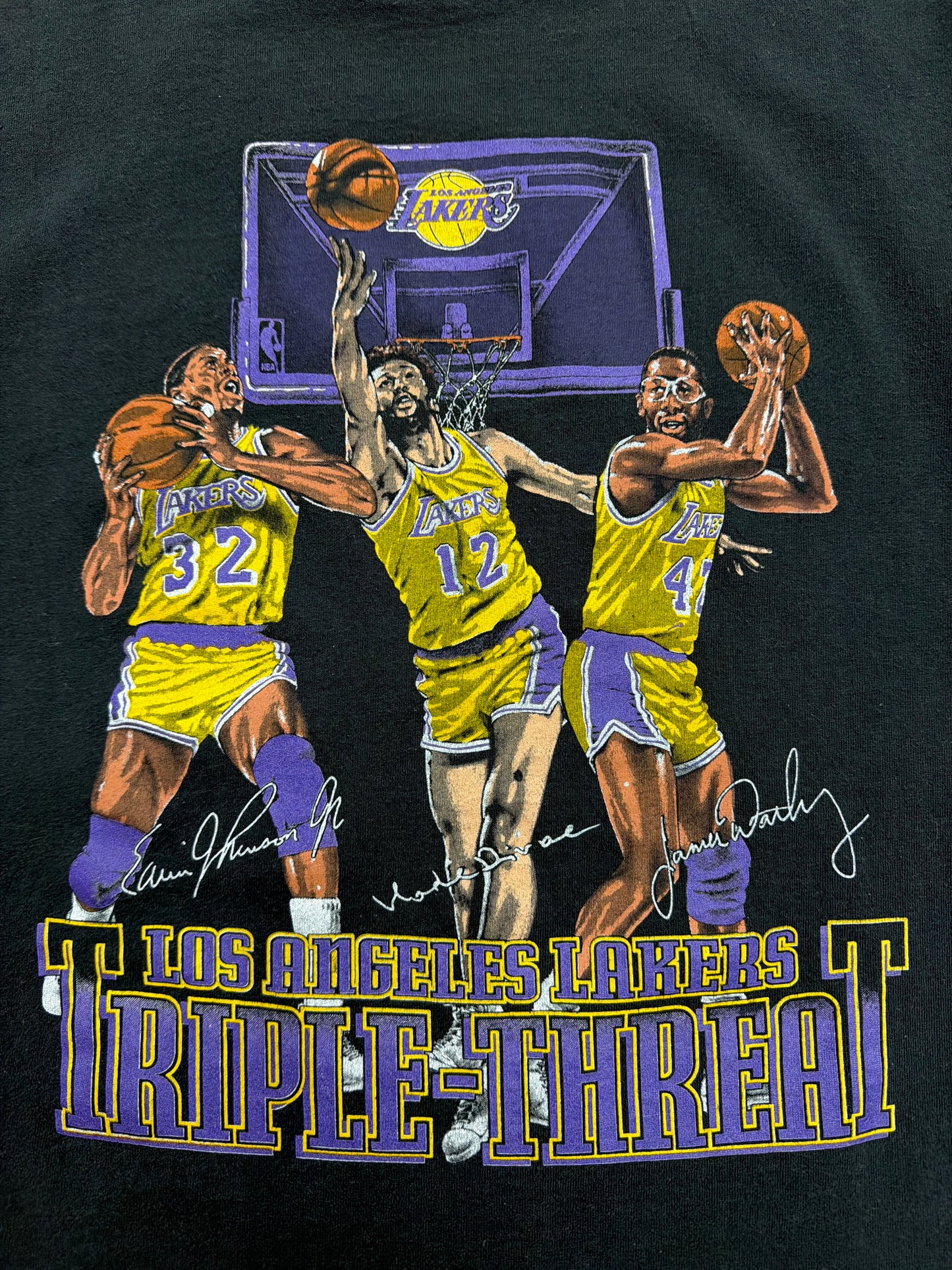 Vintage 90s Nutmeg Mills NBA Los Angeles Lakers Triple Threat Tee