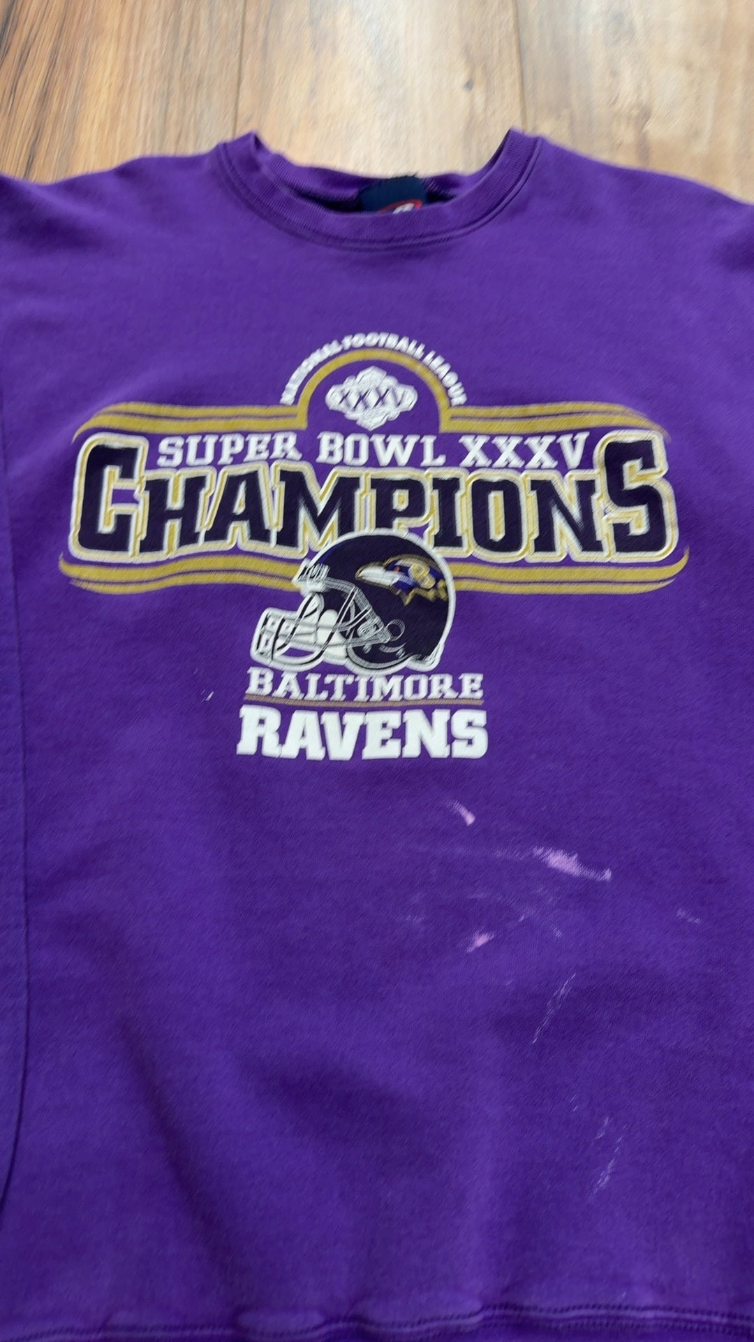 Vintage Pro Player Baltimore Ravens Super Bowl XXXV Champions Crewneck (XL)