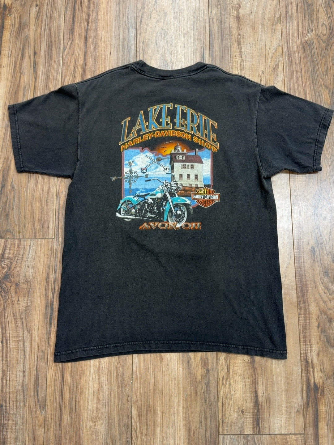 00s Harley Davidson Lake Erie Avon, Ohio Tee (L)
