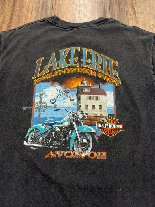 00s Harley Davidson Lake Erie Avon, Ohio Tee (L)