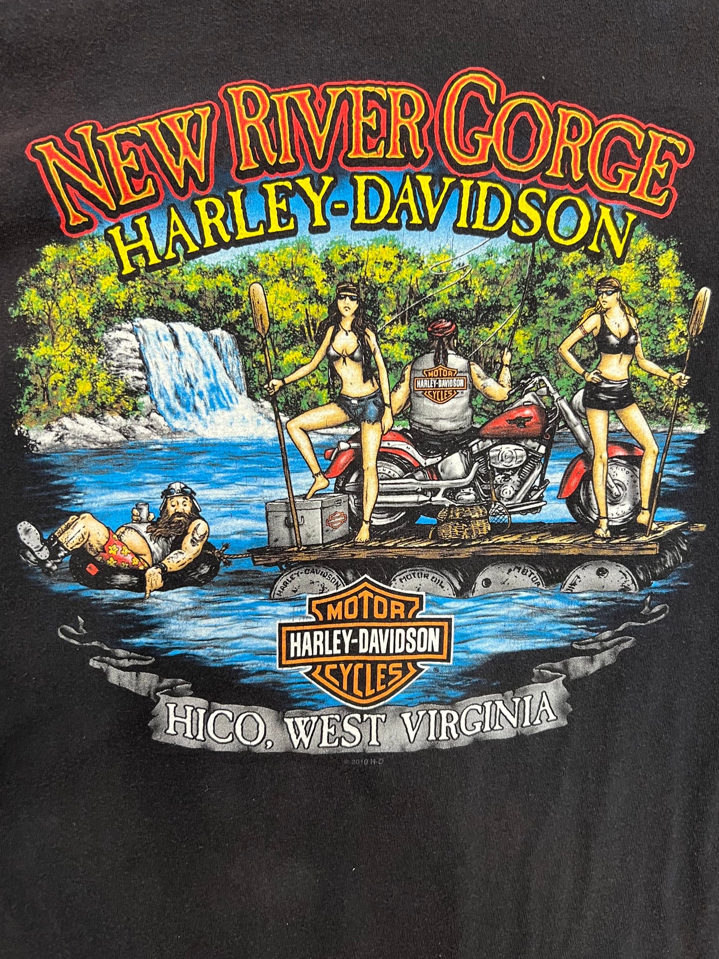 Vintage New River Gorge Harley Davidson T-Shirt (XXL)
