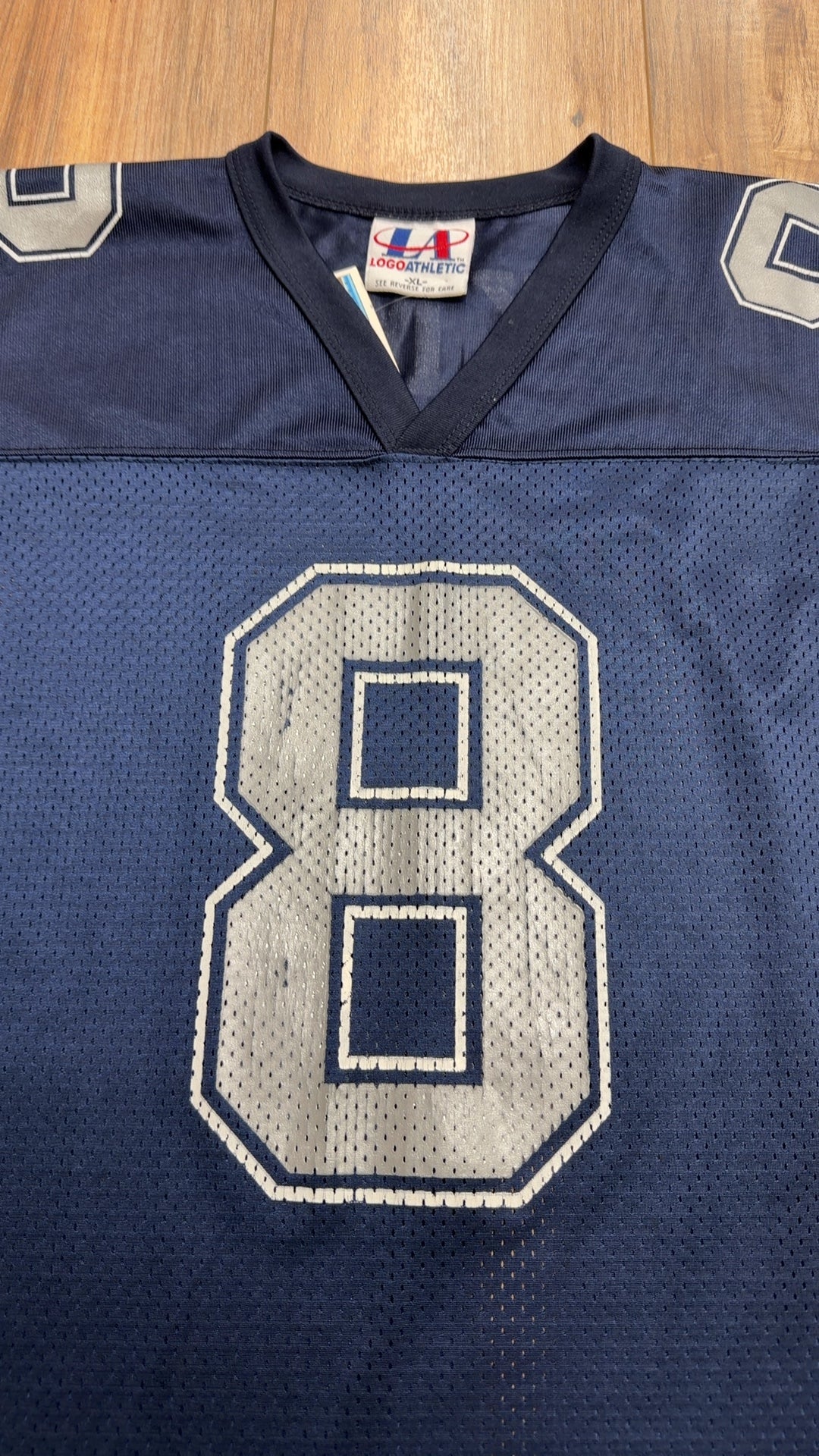 Vintage Logo Athletic Dallas Cowboys #8 Troy Aikman Jersey (XL)
