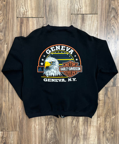 Vintage Geneva Harley Davidson Zip-Up (L)