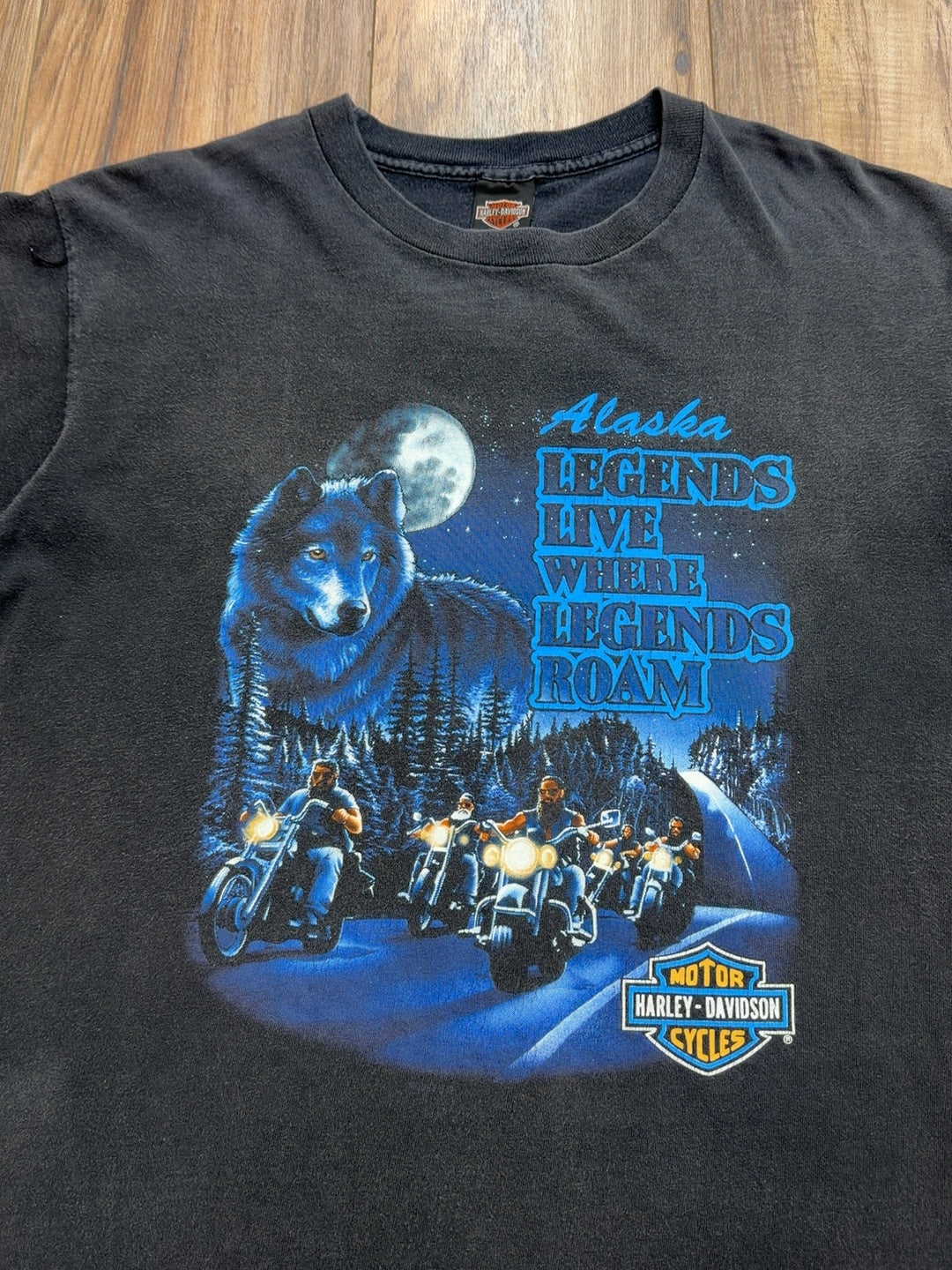 1995 Harley Davidson Legend Live Where Legends Roam Fairbanks, Alaska Tee (L)